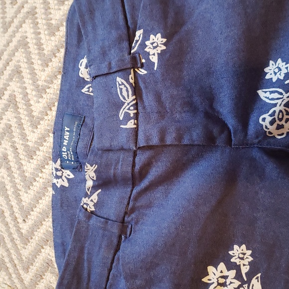 Old navy pixie mid rise pants size 0 chambray print - Picture 3 of 5
